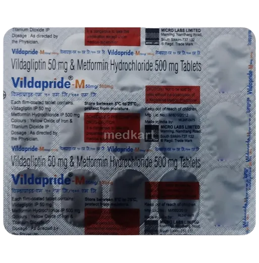 vildapride m 50/500mg tablet 15's